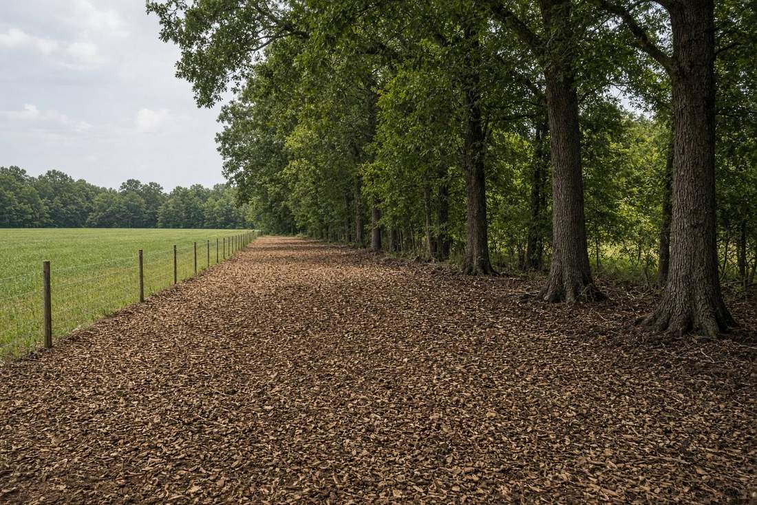 Fence row opened by forestry mulching